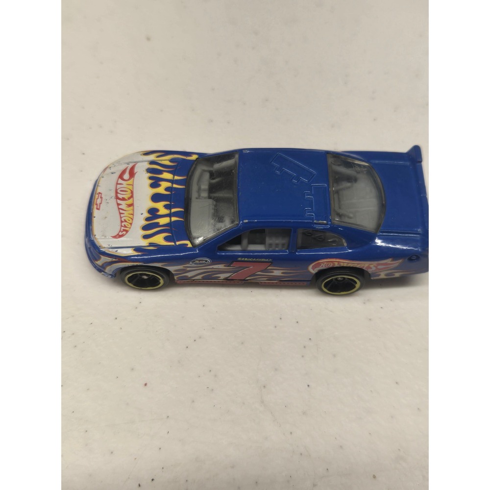 Hot Wheels 2010 Chevy Impala NASCAR Blue Flame Number 7 Diecast Car 1:64 Scale